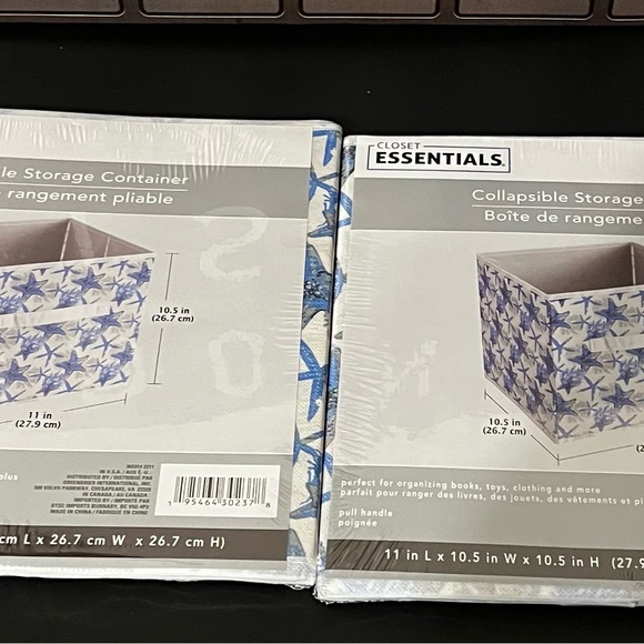 New Set of 2 Closet Essentials Collapsible Storage Containers Starfish Pattern - Picture 7 of 15